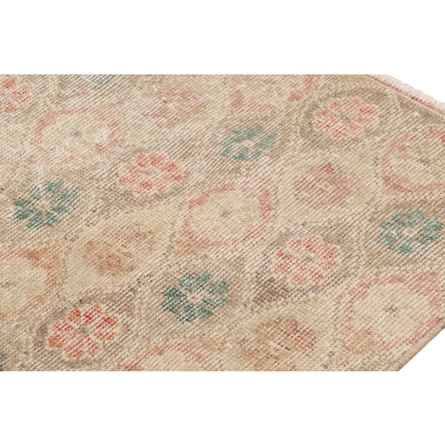 Vintage Zeki Müren Rug in Beige, With Colorful Floral Patterns From Rug & Kilim For Sale In New York - Image 6 of 7