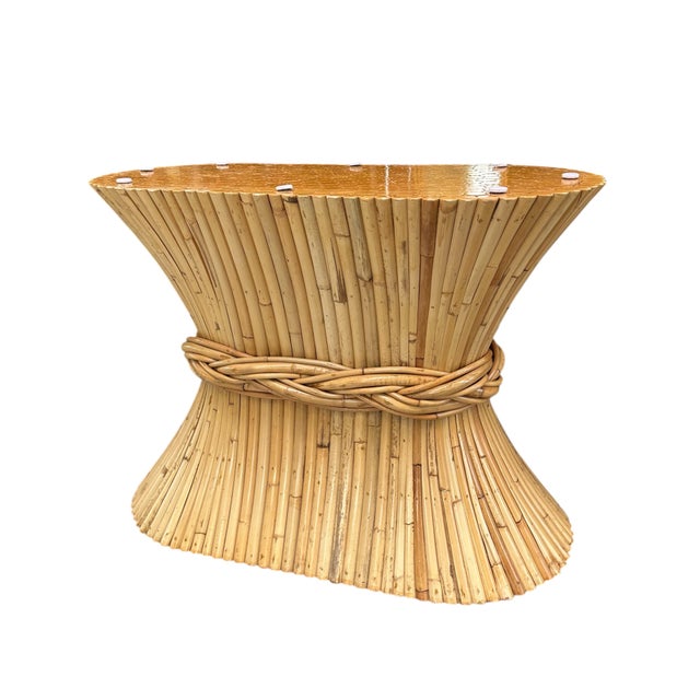 Mustard Vintage McGuire "Sheaf of Wheat" Oval Center Table, San Francisco, California, Circa 1970s/1980s For Sale - Image 8 of 12