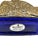 Vintage Cobalt Blue Spanish Art Glass Flask With Ornate Embossed Scrollwork Medallion For Sale - Image 4 of 12
