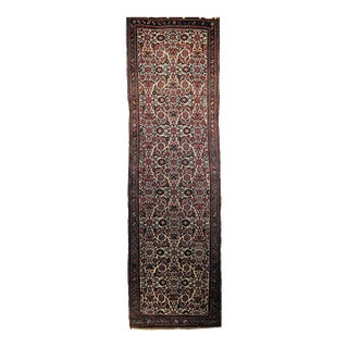 Vintage Persian Malayer Runner, Hand-Knotted Wool, Ivory, 1920s For Sale