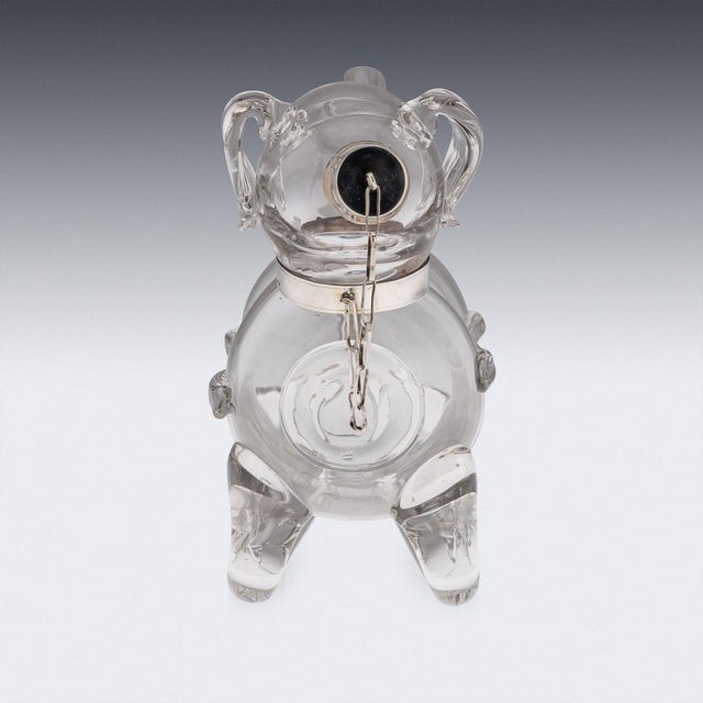 20th Century English Silver & Glass Novelty Claret Jug, 1916 For Sale - Image 14 of 18