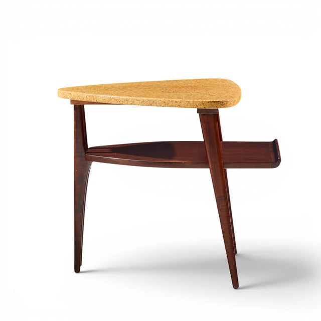 Johnson Furniture Company Paul Frankl for Johnson Furniture Mid Century Cork and Mahogany Side End Table For Sale - Image 4 of 9