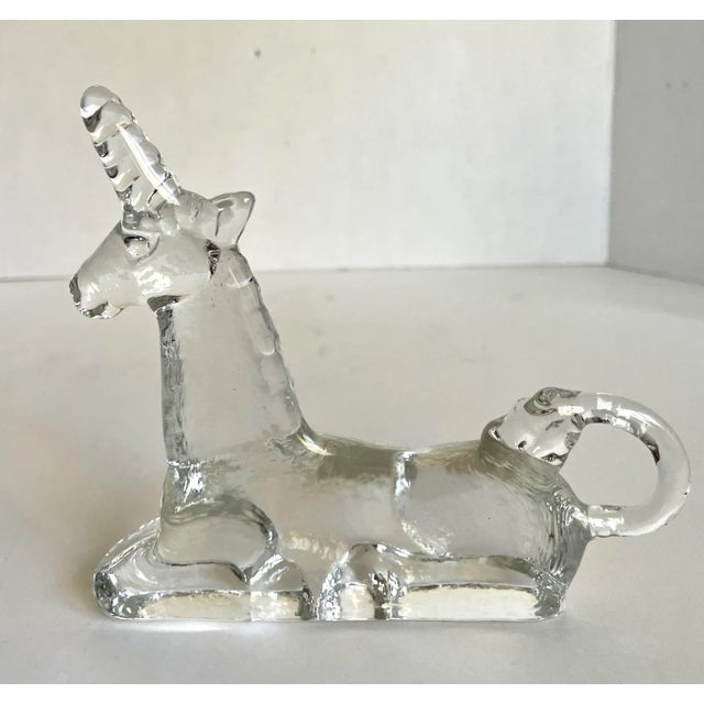 Vintage Transparent Cut Glass Figurative Unicorn Paperweight For Sale In Los Angeles - Image 6 of 7
