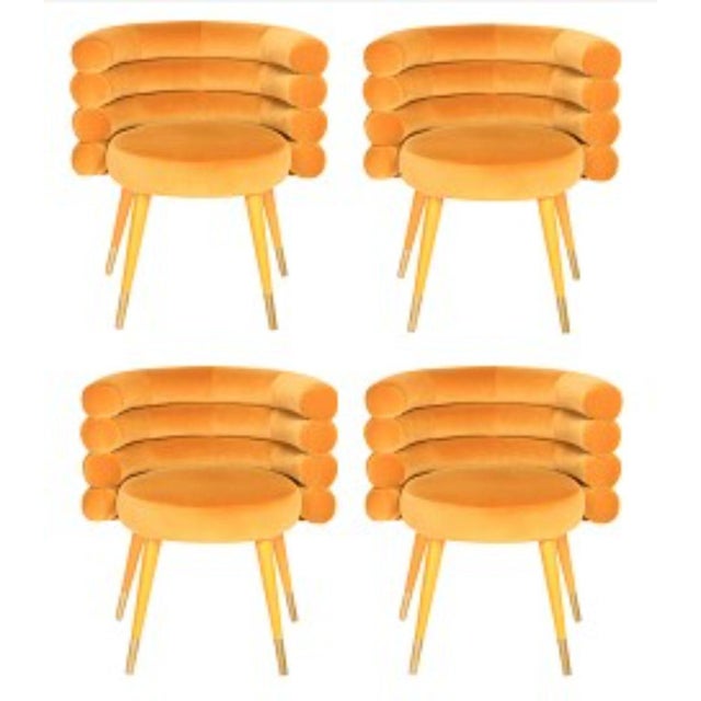 Set of 4 Mustard Marshmallow dining chairs, Royal Stranger Dimensions: 78 x 70 x 60 cm Materials: Velvet upholstery and...