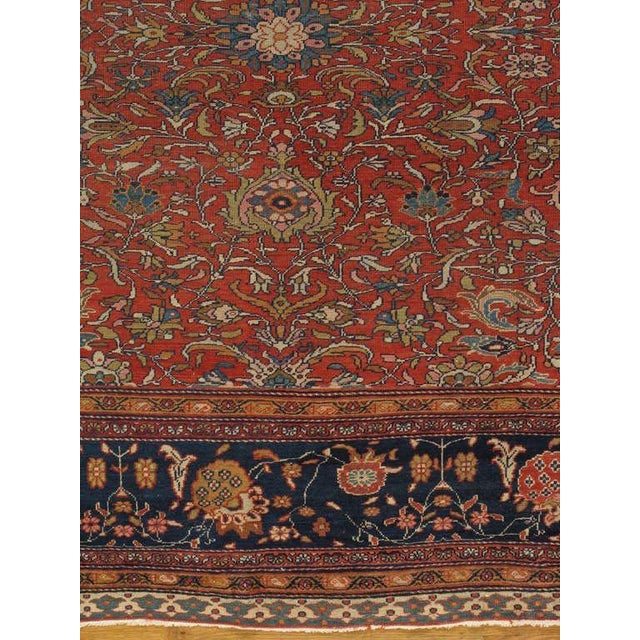 Antique Farahan Sarouk Carpet, Handmade Oriental Rug, Ivory, Red, Navy, Fine For Sale - Image 12 of 18