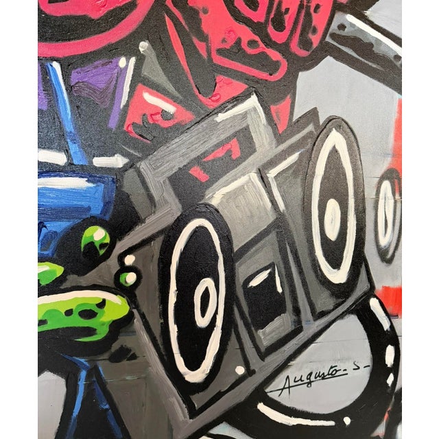 Red Augusto-S, Pig & Boombox, 2005, Oil Painting on Canvas, Framed For Sale - Image 8 of 11