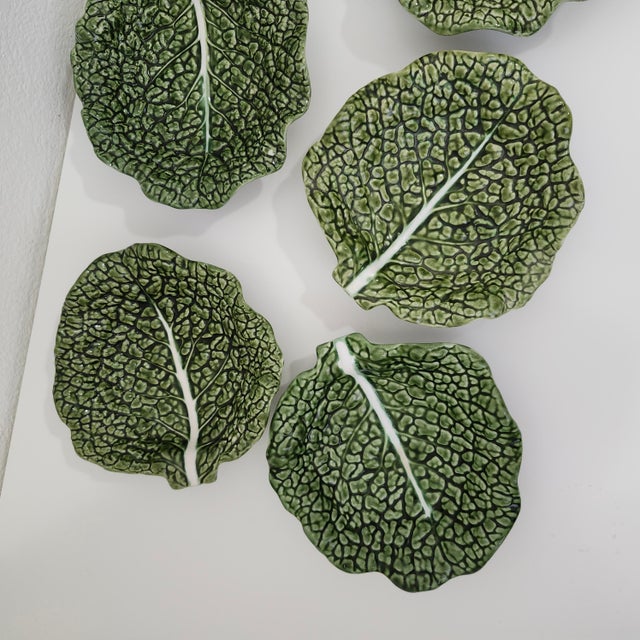 Spring Easter Luxury Cabbage Cup Bowls Majolica Ac Pereira Portugal 20th C. - Set of 10 For Sale - Image 10 of 16