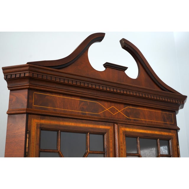 Brown English Made Mahogany Inlaid Corner Cabinet For Sale - Image 8 of 17