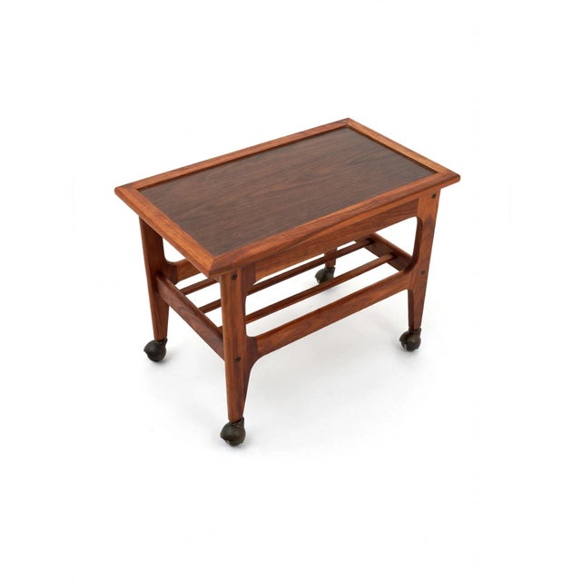 Mid-Century Modern Mid-Century Danish Style Teak Slatted Rolling Cart For Sale - Image 3 of 4