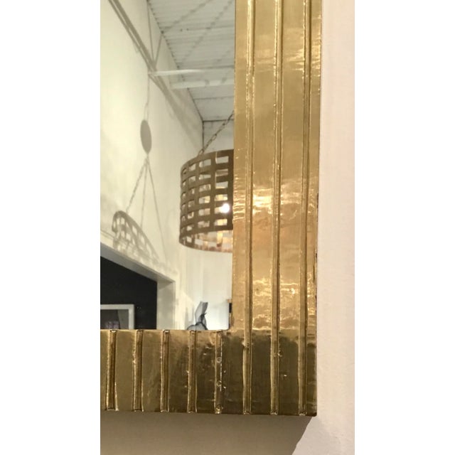 Original Retail Currey & Co. Modern Brass Foil Finished Wall Mirror, showroom floor sample