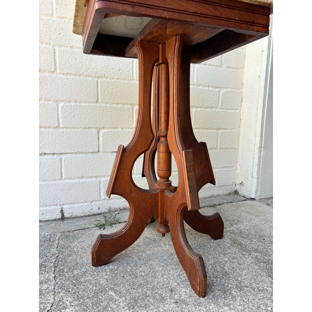 Antique Eastlake Marble Top Lamp Table / Parlor Table For Sale - Image 4 of 7