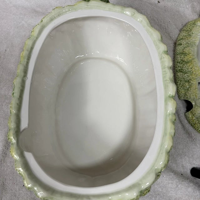 Vintage Italian Majolica Rabbit on Cauliflower Easter Soup Tureen For Sale - Image 10 of 10