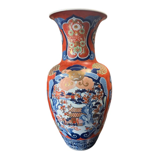 Antique Imari Porcelain Floral Decorated Floor Vase For Sale