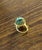 Blue Teal Turquoise Champagne Diamonds Halo 14k Yellow Gold Statement Ring, Size 6 For Sale In Washington DC - Image 6 of 12