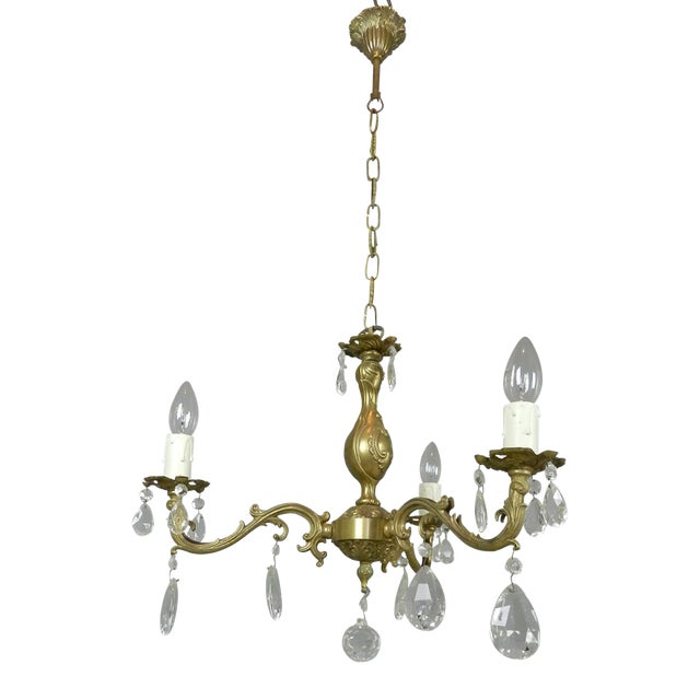 French Chandelier & Wall Sconces, 1950s, Set of 3 For Sale