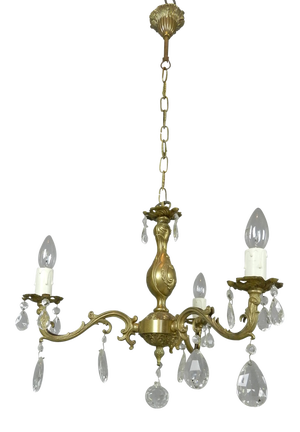 French Chandelier & Wall Sconces, 1950s, Set of 3