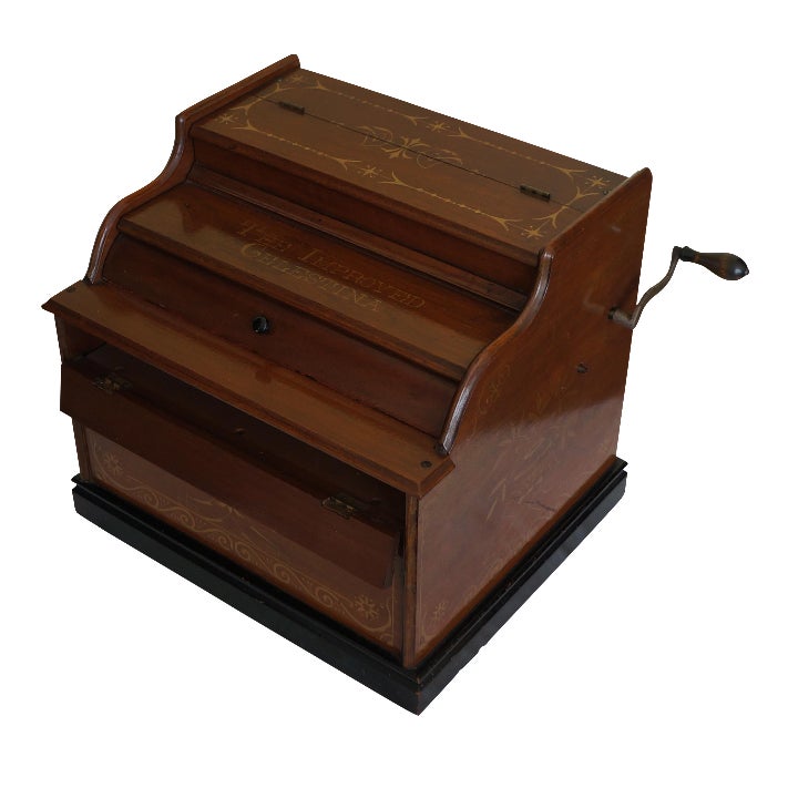 Mechanical Wooden Music Box, Celestina Chairish