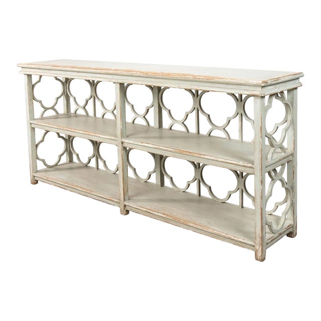 Country Painted Quatrefoil Bookcase For Sale