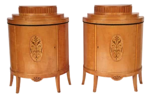 Pair of Art Deco Birch Demi Lune Cabinets