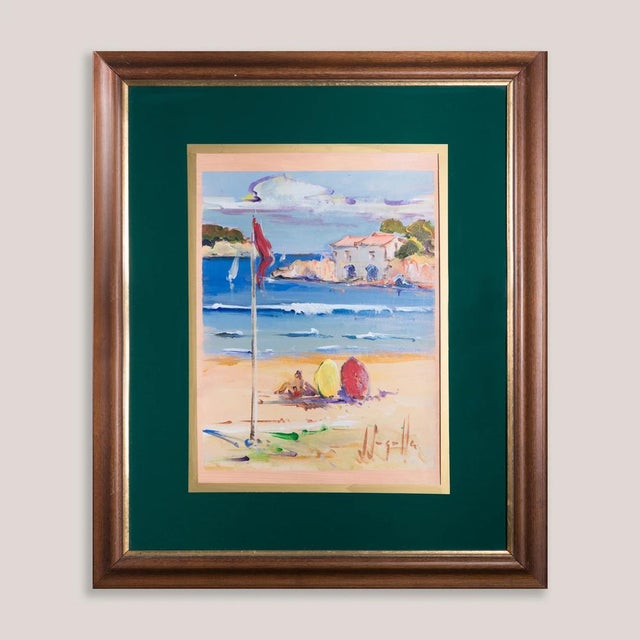 Joan Sarquella Oliveras, Costa Brava Beach Scenes, 1970s, Oil on Board Paintings, Set of 2 For Sale - Image 10 of 14