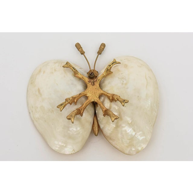 Gold Shell and Gold Plated Butterfly Bowl or Ring Dish 90's For Sale - Image 8 of 10