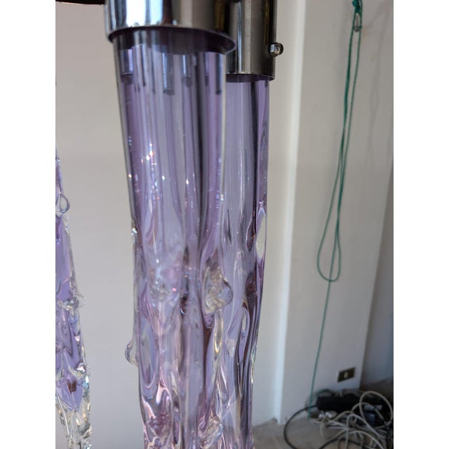 Metal Murano Iridescent Glass Ceiling Light, 1970 For Sale - Image 7 of 12