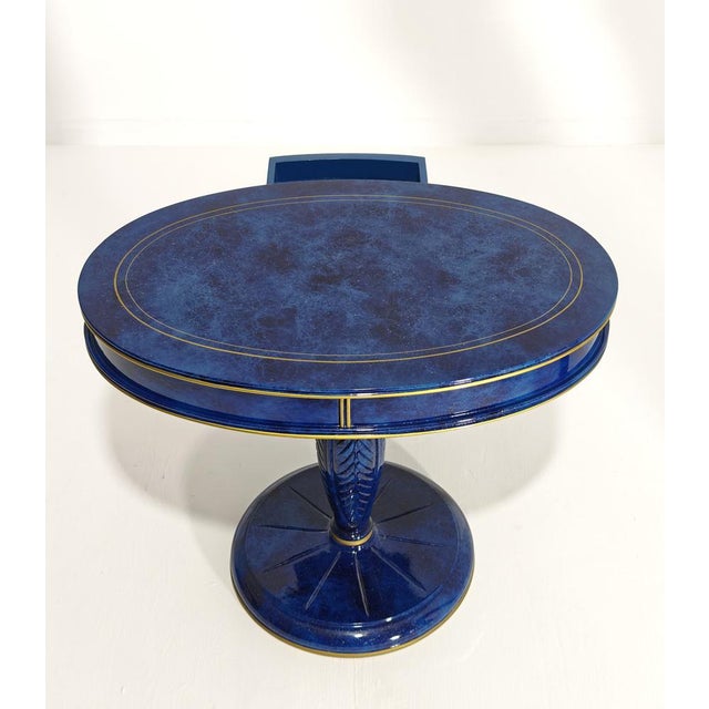 Wood Vintage Bedside Tables in Blue Wood with Lapis Lazuli Effect by Annibale Colombo, 1980s, Set of 2 For Sale - Image 7 of 12