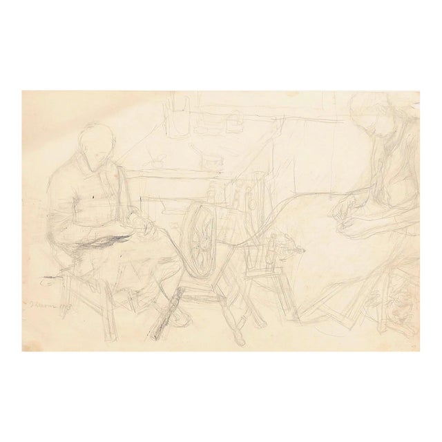 Nude - Original Pencil on Paper by Jeanne Daour - 1943 1943 For Sale