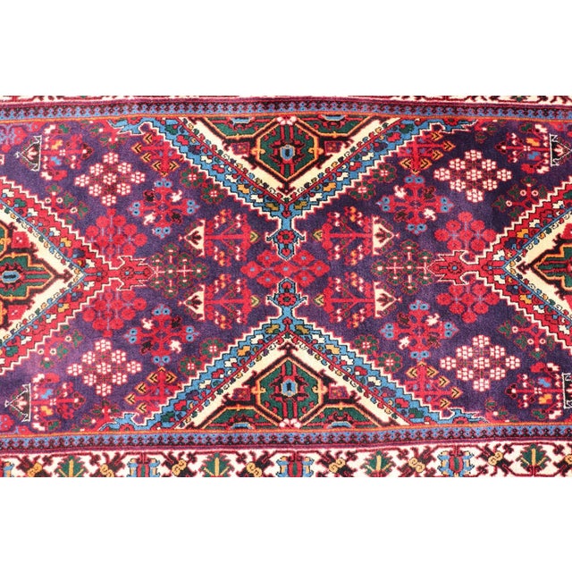 Red Antique Persian Joshaghan Runner With Diamond Medallions in Deep Red 3'5 X 10'6 For Sale - Image 8 of 12