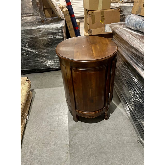 French Hand Carved Wood Oval Nighstand For Sale - Image 3 of 9