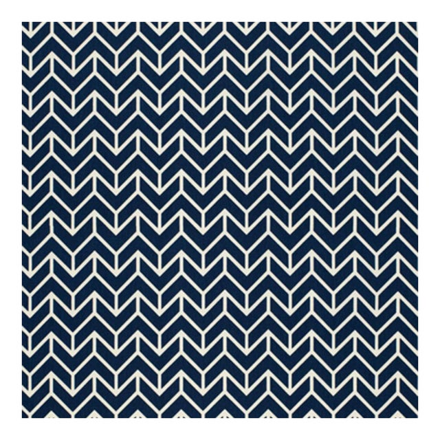 Sample - Schumacher Chevron Print Fabric in Navy For Sale