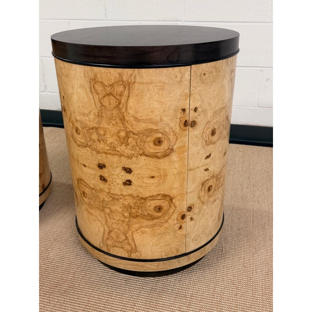 Gorgeous pieces. These Scene Two Drum Tables from Henredon came to us with some damage on the tops so I sent them out to...