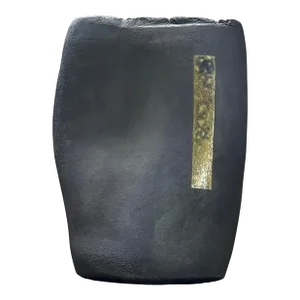1970s Geraldine Shapiro - Large Brutalist Wood Fired Black Stoneware Vessel, Signed