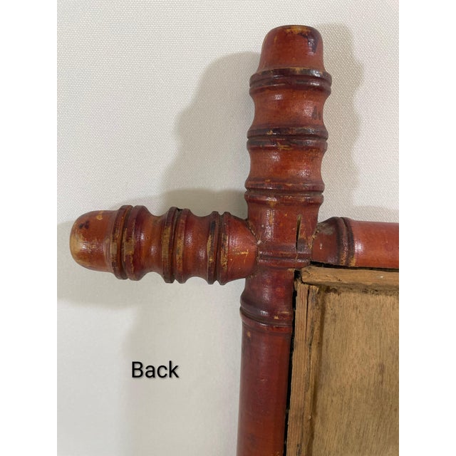 Early 1900s Antique French Faux Bamboo Turned Wood Wall Mirror For Sale - Image 14 of 18