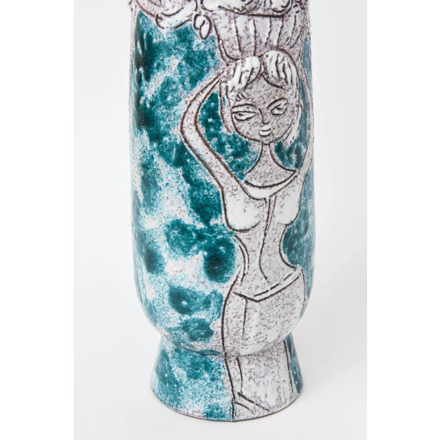 1960's Italian Glazed Ceramic Raymor, Gambone Style Vessel, Object or Sculpture Turquoise and White For Sale - Image 10 of 11
