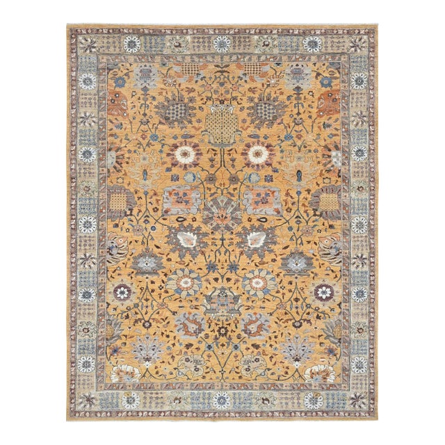 Hand Knotted Oushak Rug. 8'10" X 11'05" For Sale