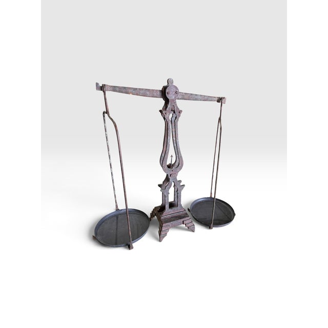 Antique French Breveté s.g.d.g. Cast Iron Two-Pan Balance Scale, Circa 1890 For Sale - Image 4 of 7