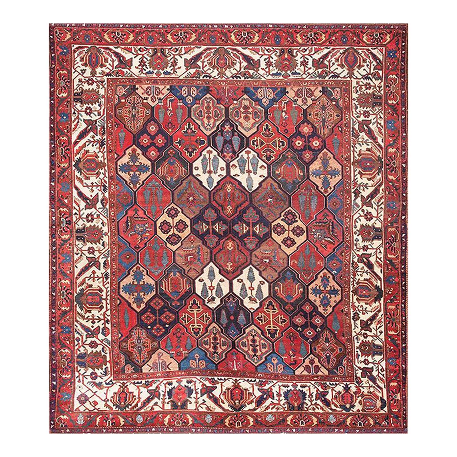 Attractive Red Background Color With Diamond Pattern Antique Bakhtiari ...