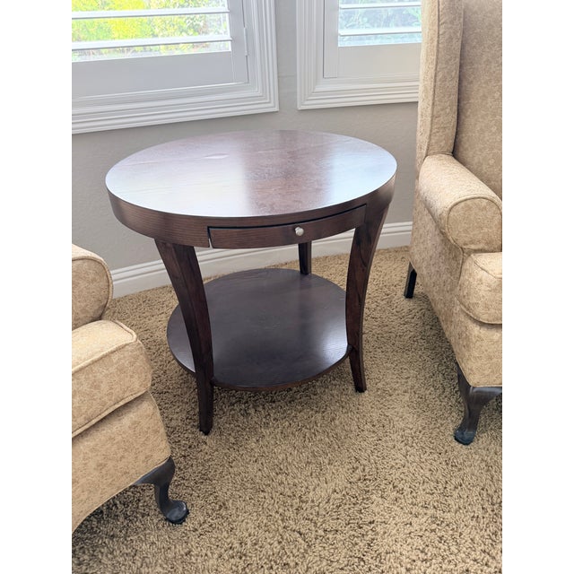 Chippendale Late 20th Century Pair of Chippendale-Style Mahogany Circular Side Tables For Sale - Image 3 of 7