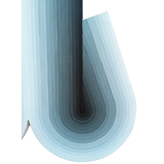 Contemporary David Hardaker "Delaware" Contemporary Abstract Teal & White Ombre Shaped Squiggle Painting, 2024 For Sale - Image 3 of 5