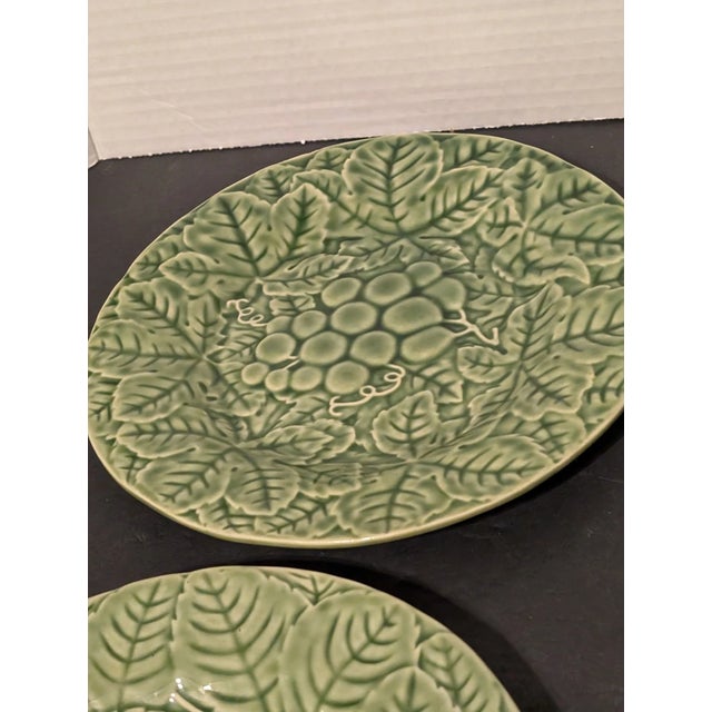 Ceramic Vintage Bordallo Pinheiro Majolica Green Fruits 8" Plates - Set of 4 For Sale - Image 7 of 7