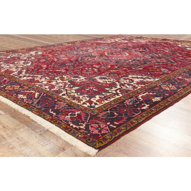 Textile Mid 20th Century Mid 20th Century Vintage Persian Heriz Rug - 08'00 x 11'06 For Sale - Image 7 of 9