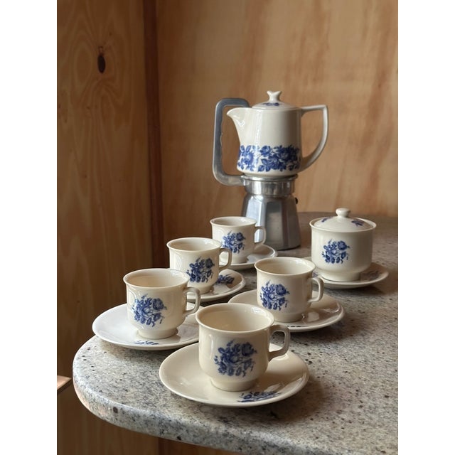 Vintage Blue Floral Espresso Service from Krone Porzellan, 1950s, Set of 7 For Sale - Image 13 of 14