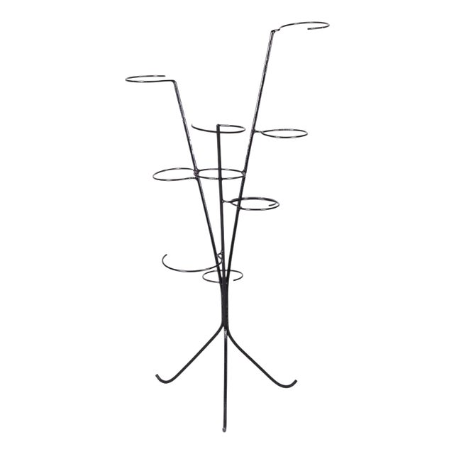 Mid-Century Czech Flower Stand in Lacquered Metal, 1950s For Sale