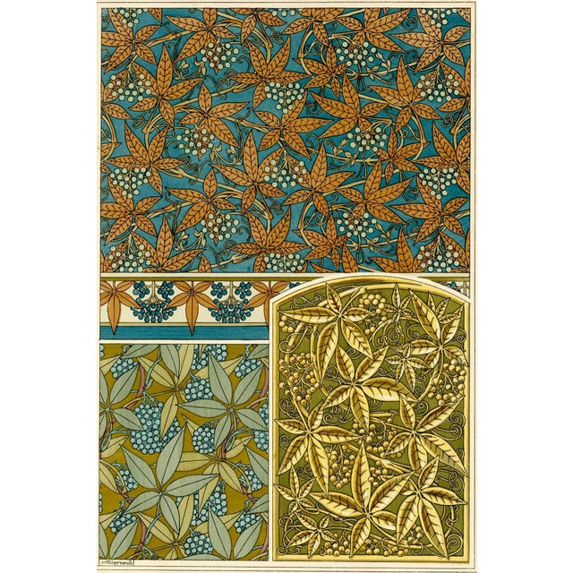 Five-Leaved Ivy. Art Nouveau style pochoir illustrated by M.P. Verneuil (Maurice Pillard) from the 1896 publication, La...