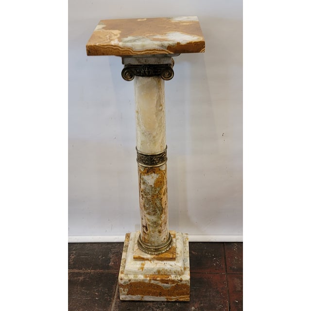 Stone 1870s Italian Neo Classic Onynx & Marble Pedestal Column Fern Stand Statue Stand For Sale - Image 7 of 9
