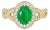 Late 20th Century 14K Yellow Gold Emerald Diamond Cocktail Ring Estate, Size 6.75 For Sale