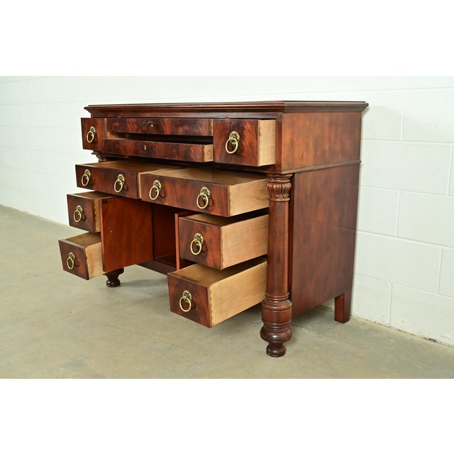 Late 20th Century Ralph Lauren Style American Empire Flame Mahogany Master Chest of Drawers by Henredon For Sale - Image 5 of 17