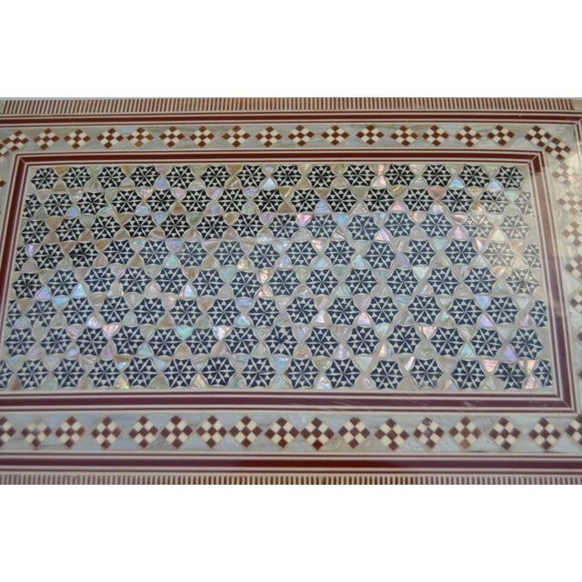 Wood Moorish Mother-Of-Pearl Box W/ Key For Sale - Image 7 of 9