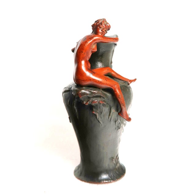 Early 20th Century Art Nouveau Exquisite Bronze Sculpture of Nude on Ewer For Sale - Image 15 of 18